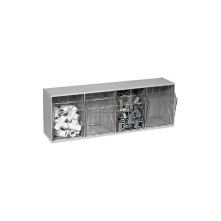 Quantum Storage Systems Quantum Tip Out Storage Bin QTB304 - 4 Compartments Gray QTB304GY